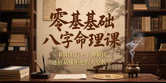 （15283期）零基础八字命理课，阴阳五行十神解读，通俗易懂拒绝假大空教学_免费分享网络创业,副业,信息差项目的老牌资源整合平台！金铲子项目