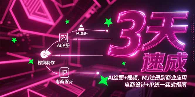 (15245期)3天速成AI绘图视频,MJ注册到商业应用,电商设计IP统一实战指南_免费分享网络创业,副业,信息差项目的老牌资源整合平台!金铲子项目