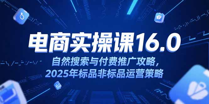 （15262期）淘宝电商运营课16.0，自然搜索与付费推广攻略，2025年标品非标品运营策略_免费分享网络创业,副业,信息差项目的老牌资源整合平台！金铲子项目