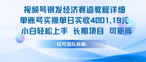 视频号银发经济赛道单账号实操单日实收,小白上手长期项目_免费分享网络创业,副业,信息差项目的老牌资源整合平台!金铲子项目