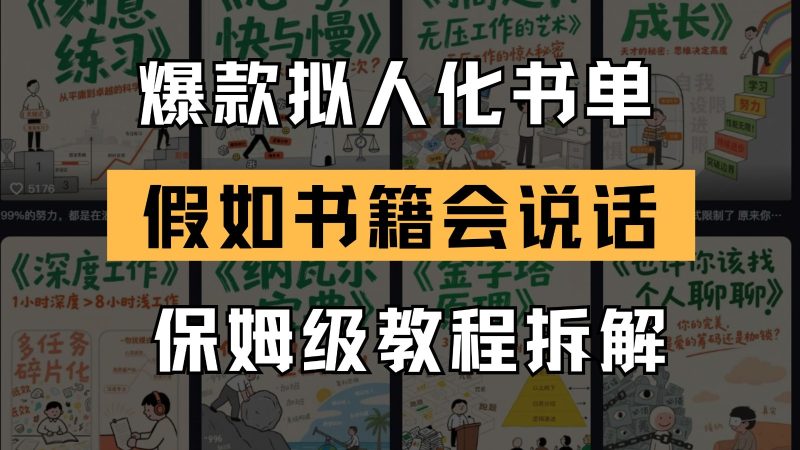 最新爆款拟人化书单玩法假如书籍会说话保姆级教程_免费分享网络创业,副业,信息差项目的老牌资源整合平台！金铲子项目