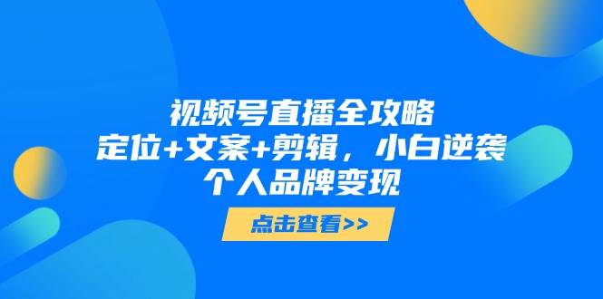 视频号直播全攻略,定位文案剪辑,小白逆袭个人品牌_免费分享网络创业,副业,信息差项目的老牌资源整合平台!金铲子项目
