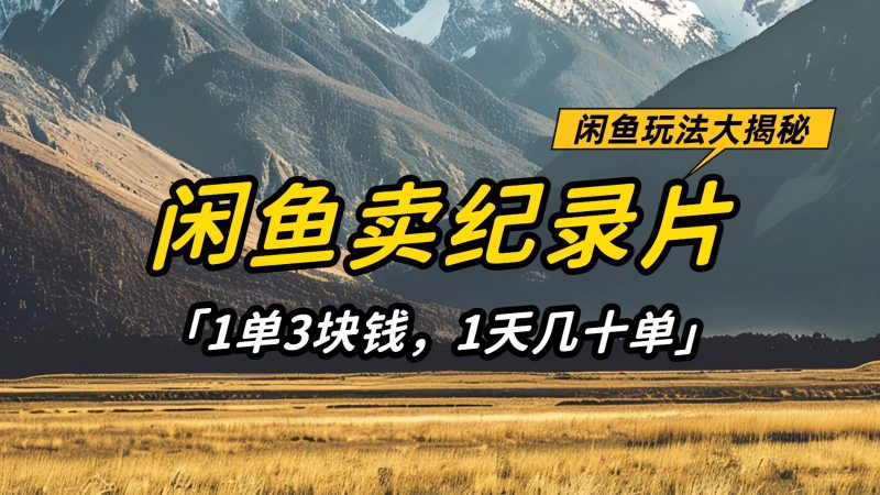 闲鱼卖纪录片,简单又赚钱的小项目,1单3块钱1天几十单_免费分享网络创业,副业,信息差项目的老牌资源整合平台!金铲子项目