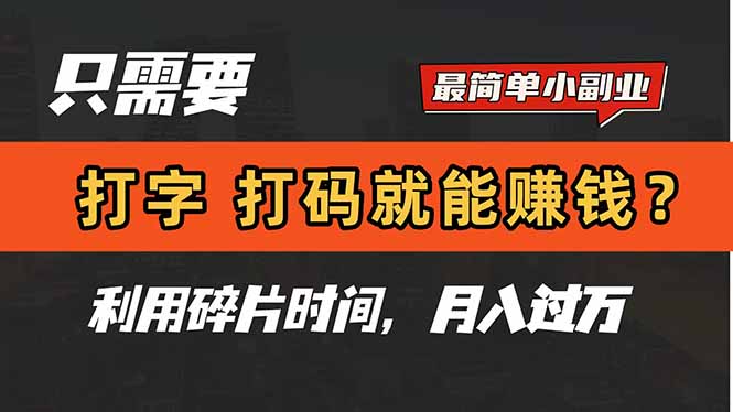 (14673期)只需要打字,打码,就能赚钱?简单的赚钱小副业,利用碎片时间,_免费分享网络创业,副业,信息差项目的老牌资源整合平台!金铲子项目