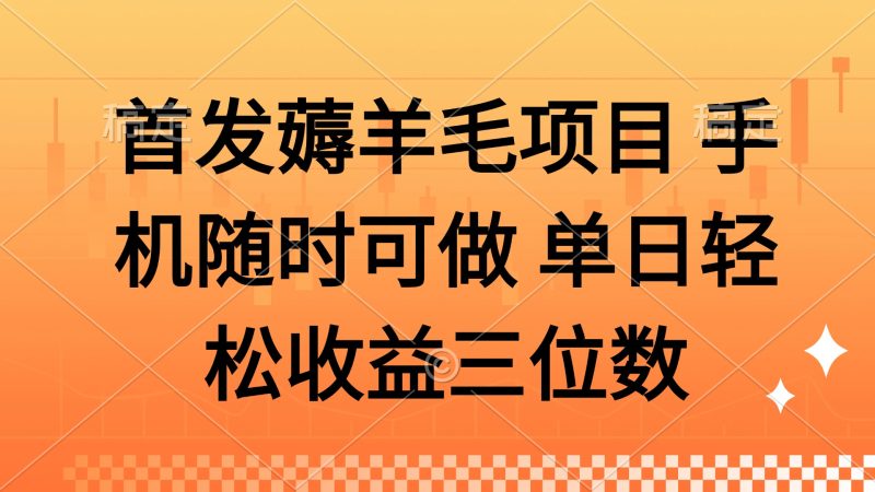 （14686期）薅羊毛项目手机随时可做单日三位数_免费分享网络创业,副业,信息差项目的老牌资源整合平台！金铲子项目