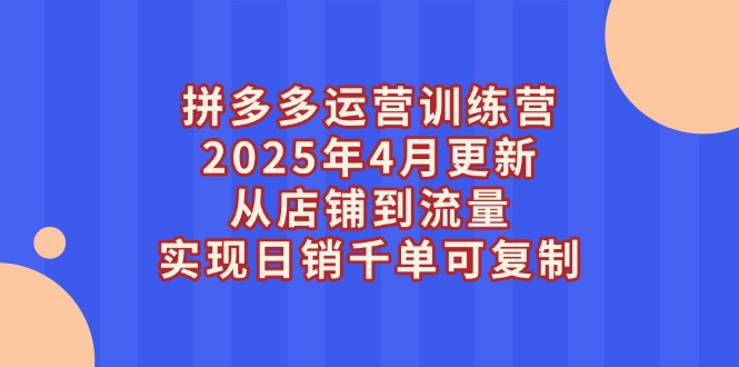 （14469期）拼多多运营训练营2025年4月更新，从店铺到流量，实现千单可复制_免费分享网络创业,副业,信息差项目的老牌资源整合平台！金铲子项目