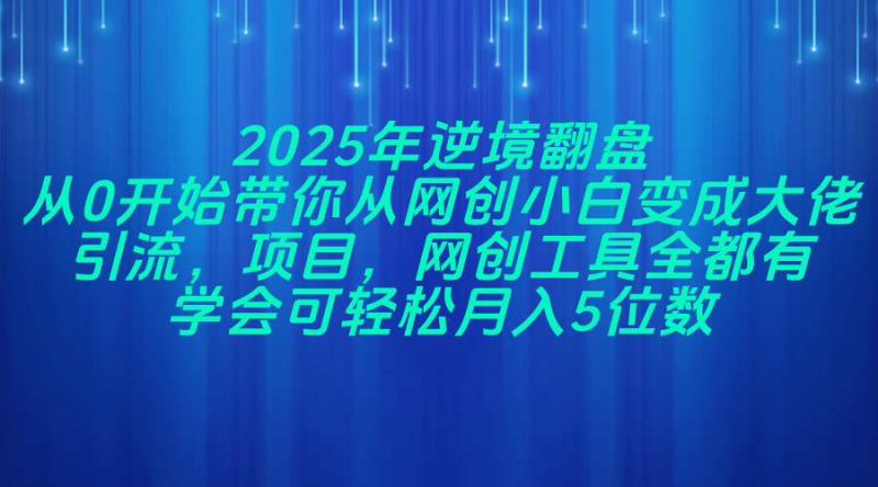 (14473期)2025年逆境翻盘,从0开始带你从网创小白变成大佬,引流,项目,网创工…_免费分享网络创业,副业,信息差项目的老牌资源整合平台!金铲子项目