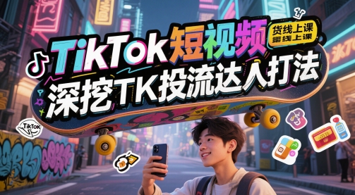 TikTok短视频带货线上课，深挖TK投流达人打法_免费分享网络创业,副业,信息差项目的老牌资源整合平台！金铲子项目
