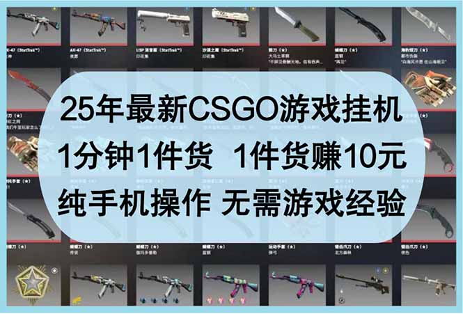 (14439期)25年最新CSGO游戏挂机,1分钟1件货,1件货赚10元纯手机操作无需游戏经验_免费分享网络创业,副业,信息差项目的老牌资源整合平台!金铲子项目