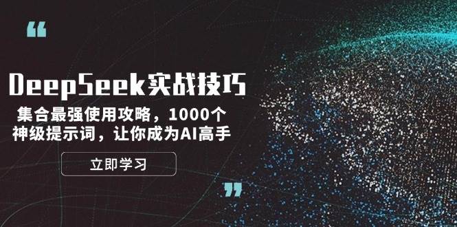 DeepSeek实战技巧:集合最强使用攻略,1000个神级提示词,让你成为AI高手_免费分享网络创业,副业,信息差项目的老牌资源整合平台!金铲子项目