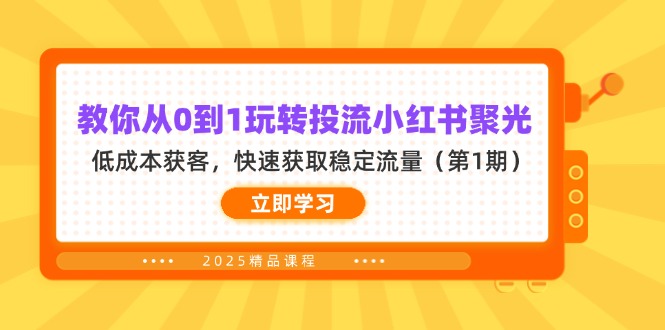(14260期)教你从0到1玩转投流小红书聚光,获客,快速获取稳定流量(第1期)_免费分享网络创业,副业,信息差项目的老牌资源整合平台!金铲子项目
