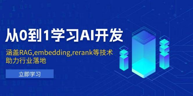 从0到1学习AI开发:涵盖RAG,embedding,rerank等技术,助力行业落地_免费分享网络创业,副业,信息差项目的老牌资源整合平台!金铲子项目