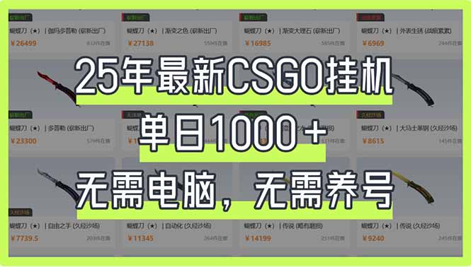 (14178期)25年最新CSGO挂机系统无需电脑,无需养号,0基础可上手_免费分享网络创业,副业,信息差项目的老牌资源整合平台!金铲子项目