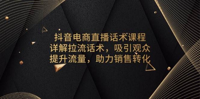 抖音电商直播话术课程,详解拉流话术,吸引观众,提升流量,助力销售转化_免费分享网络创业,副业,信息差项目的老牌资源整合平台!金铲子项目