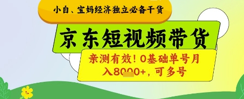 小白宝妈经济独立必备干货,京东短视频带货,亲测有效0基础单号,可多号_免费分享网络创业,副业,信息差项目的老牌资源整合平台!金铲子项目