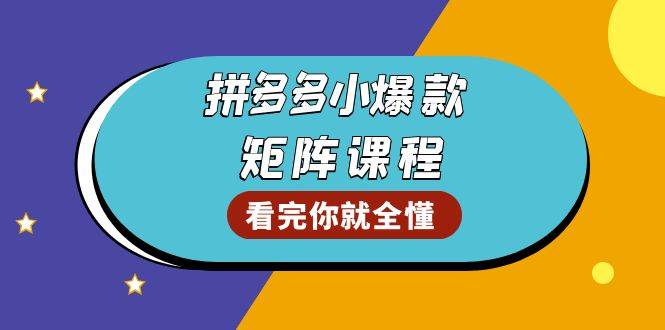 拼多多爆款矩阵课程：教你测出店铺爆款，优化销量，提升GMV，打造爆款群_免费分享网络创业,副业,信息差项目的老牌资源整合平台！金铲子项目
