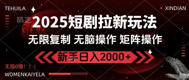 （14429期）2025短剧拉新玩法，无需注册登录，无限0撸，无脑批量操作0_免费分享网络创业,副业,信息差项目的老牌资源整合平台！金铲子项目