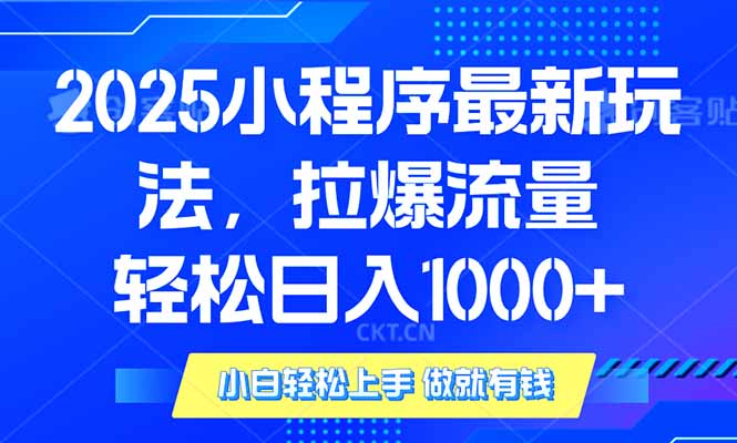 (14028期)2025年小程序最新玩法,流量直接拉爆,单日稳定_免费分享网络创业,副业,信息差项目的老牌资源整合平台!金铲子项目