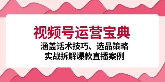 视频号运营宝典:涵盖话术技巧、选品策略、实战拆解爆款直播案例_免费分享网络创业,副业,信息差项目的老牌资源整合平台!金铲子项目
