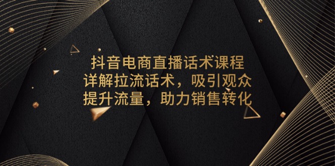 (13846期)抖音电商直播话术课程,详解拉流话术,吸引观众,提升流量,助力销售转化_免费分享网络创业,副业,信息差项目的老牌资源整合平台!金铲子项目