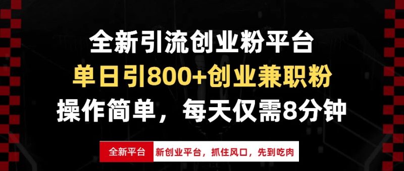 （13695期）全新引流创业粉平台，单日引创业兼职粉，抓住风口先到吃肉，每天仅…_免费分享网络创业,副业,信息差项目的老牌资源整合平台！金铲子项目