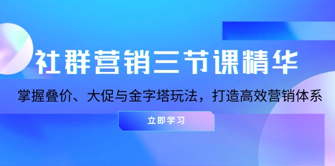 (13431期)社群营销三节课精华:掌握叠价、大促与金字塔玩法,打造高效营销体系_免费分享网络创业,副业,信息差项目的老牌资源整合平台!金铲子项目