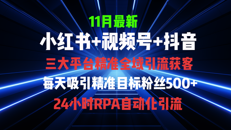 （13259期）全域多平台引流私域打法，小红书，视频号，抖音全自动获客，截流自…_免费分享网络创业,副业,信息差项目的老牌资源整合平台！金铲子项目