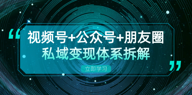 (13174期)视频号公众号朋友圈私域体系拆解,全体平台流量枯竭下的应对策略_免费分享网络创业,副业,信息差项目的老牌资源整合平台!金铲子项目