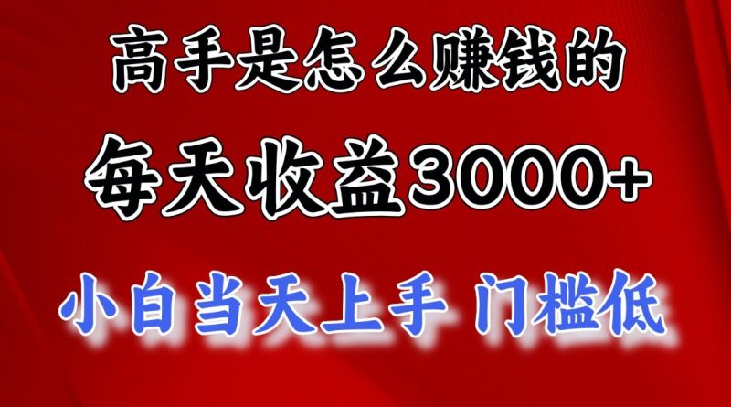 高手是怎么赚钱的,1天3,一个月10万,_免费分享网络创业,副业,信息差项目的老牌资源整合平台!金铲子项目
