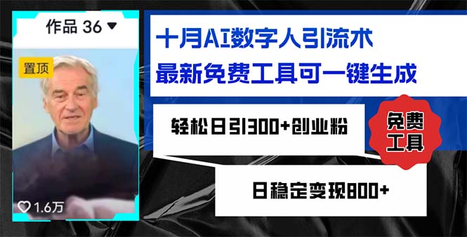 (12963期)十月AI数字人引流术,最新免费工具可一键生成,日引创业粉日稳…_免费分享网络创业,副业,信息差项目的老牌资源整合平台!金铲子项目