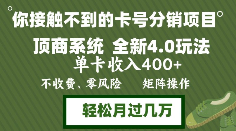 (12917期)年底卡号分销顶商系统4.0玩法,单卡,0门槛,无脑操作,矩阵操…_免费分享网络创业,副业,信息差项目的老牌资源整合平台!金铲子项目