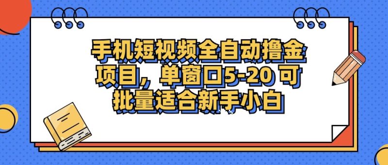 （12898期）手机短视频掘金项目，单窗口单平台5-20可批量适合新手小白_免费分享网络创业,副业,信息差项目的老牌资源整合平台！金铲子项目