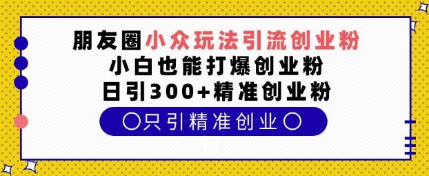朋友圈小众玩法引流创业粉,小白也能打爆创业粉,日引精准创业粉_免费分享网络创业,副业,信息差项目的老牌资源整合平台!金铲子项目