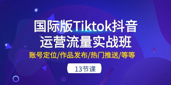 国际版Tiktok抖音运营流量实战班:账号定位/作品发布/热门推送/等等(13节)_免费分享网络创业,副业,信息差项目的老牌资源整合平台!金铲子项目