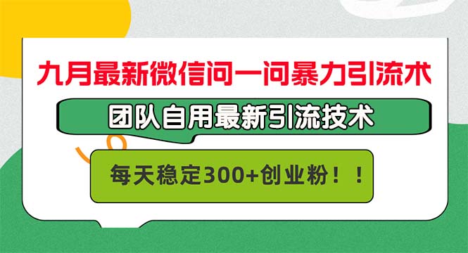 (12735期)九月最新微信问一问暴力引流术,团队自用引流术,每天稳定创…_免费分享网络创业,副业,信息差项目的老牌资源整合平台!金铲子项目