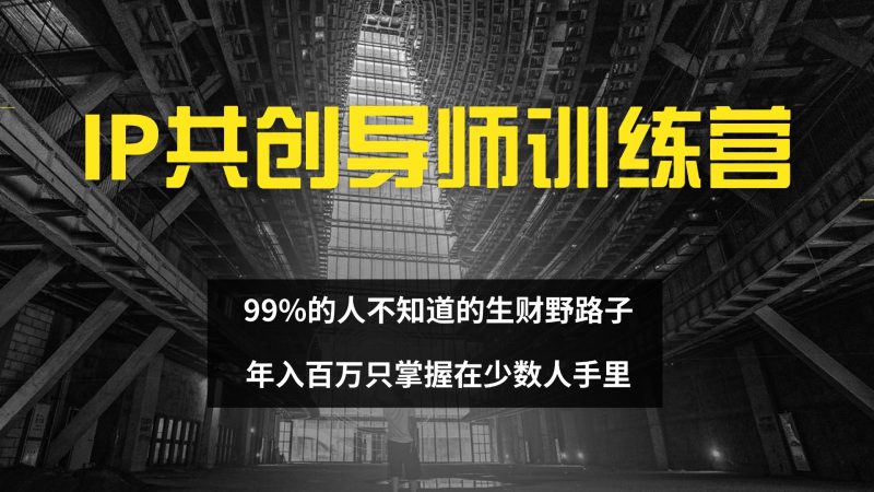 （12504期）IP共创导师训练营99%的人不知道的生财野路子只掌握在少数人手里_免费分享网络创业,副业,信息差项目的老牌资源整合平台！金铲子项目
