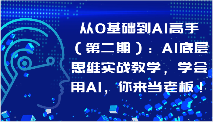 从0基础到AI高手（第二期）：AI底层思维实战教学，学会用AI，你来当老板_免费分享网络创业,副业,信息差项目的老牌资源整合平台！金铲子项目