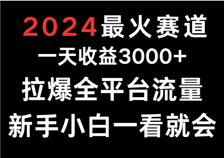 2024最火赛道,一天收一.拉爆全平台流量,新手小白一看就会_免费分享网络创业,副业,信息差项目的老牌资源整合平台!金铲子项目