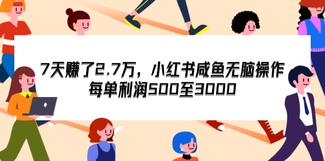 (12192期)7天收了2.7万,小红书咸鱼无脑操作,每单至3000_免费分享网络创业,副业,信息差项目的老牌资源整合平台!金铲子项目