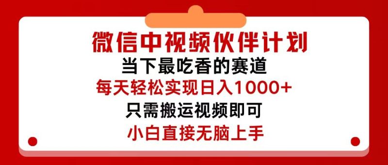 (12017期)微信中视频伙伴计划,仅靠搬运就能实现,关键操作还简单,…_免费分享网络创业,副业,信息差项目的老牌资源整合平台!金铲子项目