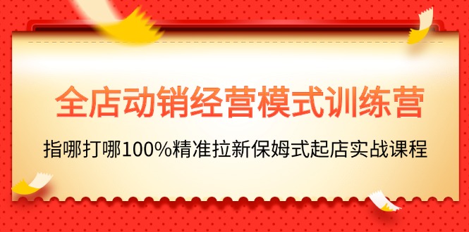 (11460期)全店动销-经营模式训练营,指哪打哪100%精准拉新保姆式起店实战课程_免费分享网络创业,副业,信息差项目的老牌资源整合平台!金铲子项目