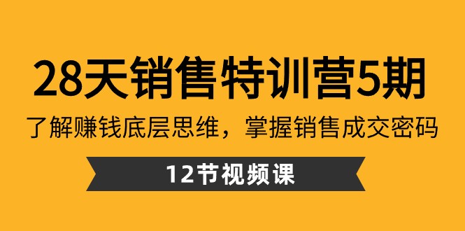 28天销售特训营5期:了解赚钱底层思维,掌握销售成交密码(12节课)_免费分享网络创业,副业,信息差项目的老牌资源整合平台!金铲子项目