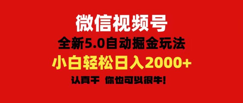（11332期）微信视频号，5.0全新自动掘金玩法，有手就行_免费分享网络创业,副业,信息差项目的老牌资源整合平台！金铲子项目