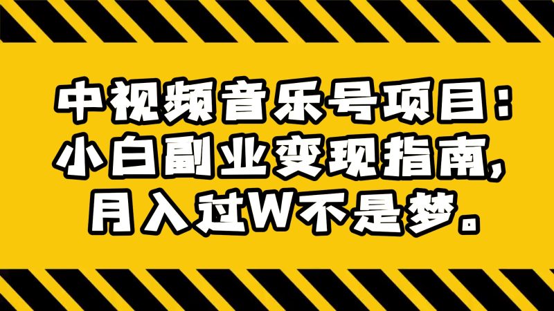 中视频音乐号项目:小白副业指南,过W不是梦。_免费分享网络创业,副业,信息差项目的老牌资源整合平台!金铲子项目