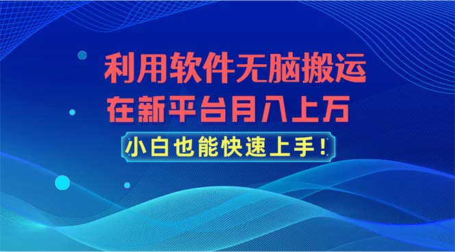 （11078期）利用软件无脑搬运，在新平台，小白也能快速上手_免费分享网络创业,副业,信息差项目的老牌资源整合平台！金铲子项目