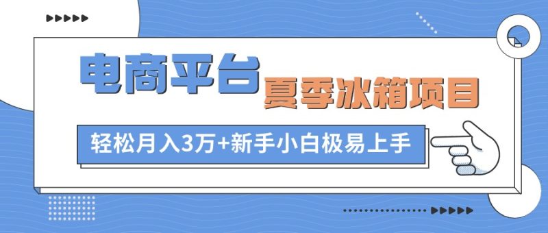 (10934期)电商平台夏季冰箱项目,3万,新手小白极易上手_免费分享网络创业,副业,信息差项目的老牌资源整合平台!金铲子项目