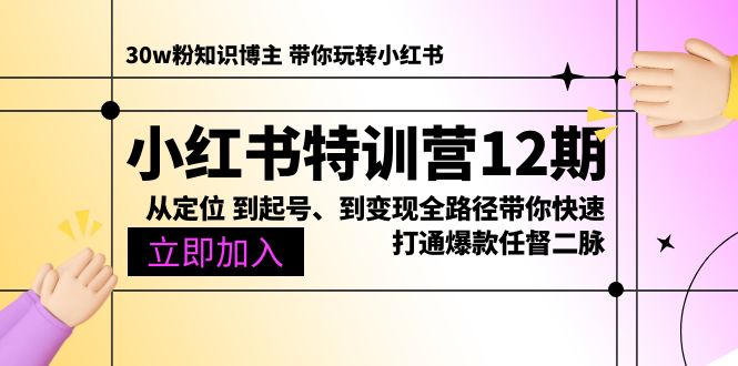 (10666期)小红书特训营12期:从定位到起号、到全路径带你快速打通爆款任督二脉_免费分享网络创业,副业,信息差项目的老牌资源整合平台!金铲子项目