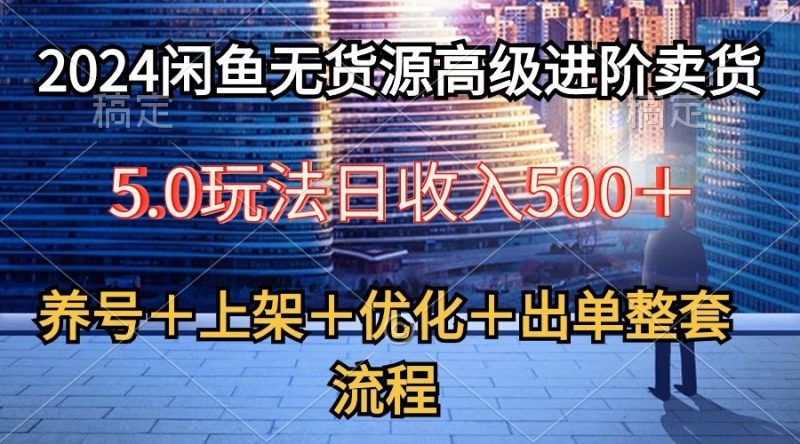 (10332期)2024闲鱼无货源高级进阶卖货5.0,养号选品上架优化出单整套流程_免费分享网络创业,副业,信息差项目的老牌资源整合平台!金铲子项目