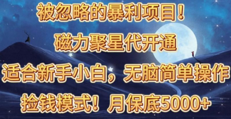 (10245期)被忽略的暴利项目磁力聚星代开通捡钱模式,五六千_免费分享网络创业,副业,信息差项目的老牌资源整合平台!金铲子项目