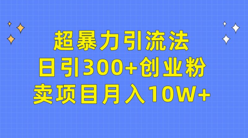 (9954期)超暴力引流法,日引创业粉,卖项目_免费分享网络创业,副业,信息差项目的老牌资源整合平台!金铲子项目